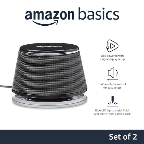 amazon basics Usb-Powered Pc Computer Speakers With Dynamic Sound | Black, 2.4 Watts