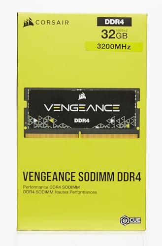 Corsair Vengeance Performance SODIMM Memory 32GB (2x16GB) DDR4 3200MHz CL22 Unbuffered for 8th Generation or Newer Intel Core i7, and AMD Ryzen 4000 Series Notebooks Black