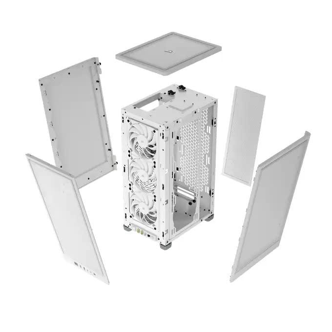 CORSAIR 2000D Airflow Mini-ITX PC Case - White - Mini-ITX Form-Factor - Steel Mesh Panels - Three-Slot GPU Support