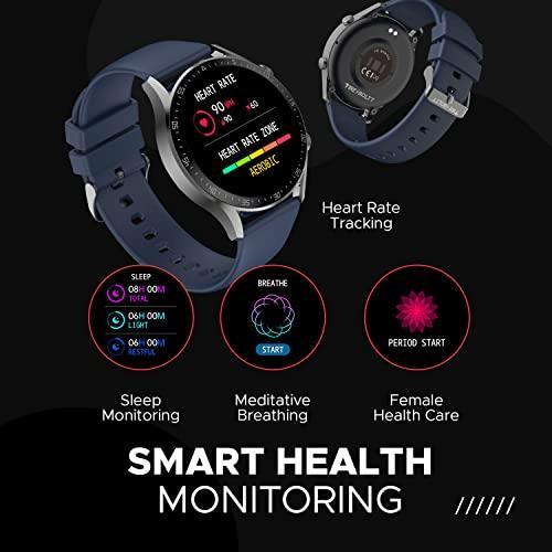 Fire-Boltt India's No 1 Smartwatch Brand Talk 2 Bluetooth Calling Smartwatch with Dual Button, Hands On Voice Assistance, 120 Sports Modes, in Built Mic & Speaker with IP68 Rating (Navy Blue) - Triveni World