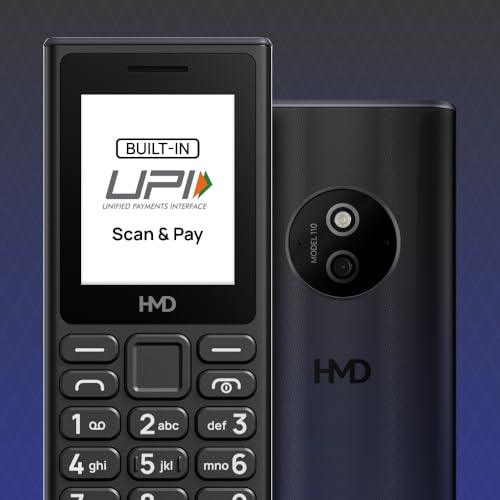 HMD 110 Keypad Phone with Built-in Scan & Pay UPI App, Rear Camera, Long-Lasting Battery, Wireless FM Radio | Black