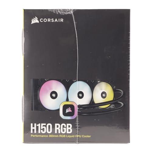 Corsair H150 RGB Liquid CPU Cooler,3x120mm SP RGB ELITE PWM fans, 37 Total individually addressable RGB LEDs, compatible to all modern CPU sockets - GA 1200,115X, 2066, and AM4, iCUE software sync RGB