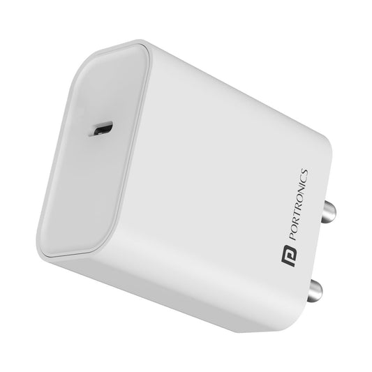 Portronics Adapto 25 25W Super Fast Type C PD Wall Charger for iPhone 15/14/13/12/11 All Pro,Max Series, Samsung Galaxy S/A/M/F Series & Other Type C Devices, PPS Protection,Fast Charging Adaptor