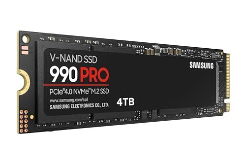 Samsung 990 PRO SSD 4TB PCIe 4.0 M.2 2280 Internal Solid State Hard Drive, Seq. Read Speeds Up to 7,450 MB/s for High End Computing, Gaming, and Heavy Duty Workstations, MZ-V9P4T0B, Black