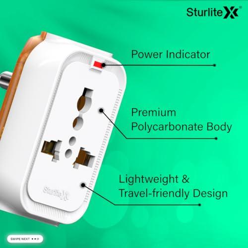 Sturlite Alyx 3 Pin Plug| Universal AC Travel Adapter| ABS Strong Body Socket (Pack of 2)