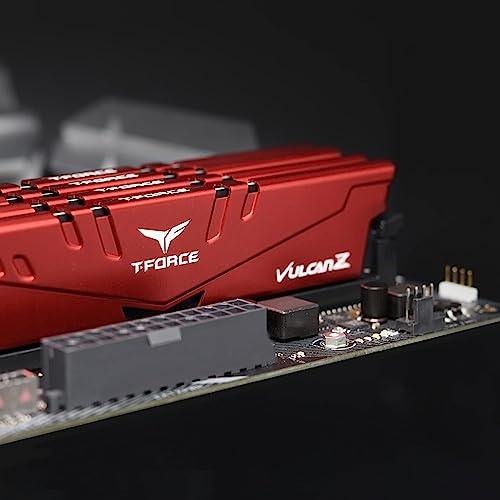 TeamGroup T-Force Vulcan Z 16GB DDR4 3600 Mhz CL18-22-22-42 1.35V Metal heatsink Desktop Gaming Memory (Red) - TLZRD416G3600HC18J01