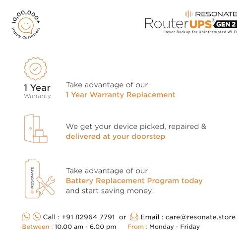 RESONATE RouterUPS Gen2| 3x2600mAh Battery| Zero Drop | UPS for WiFi Router| Upto 5-Hour Power Backup| BRP| RouterUPS Compatible with all 12V < 2A Devices, FTTH, Set Top Box, IoT, Mini Camera.