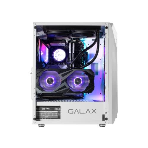 GALAX PC Case Revolution-05 (REV-05W) White Gaming Cabinet | Supports ATX, M-ATX, ITX | 4 RGB Cooling Fans | Mesh Panel | Spacious Interior | Tempered Glass