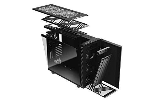 Fractal Design Define 7 Dark Tempered Glass E-ATX Mid-Tower Gaming Cabinet Case with Three Pre-Installed Dynamic X2 GP-14 Fans and Anodized Aluminum Front Panel (FD-C-DEF7A-03), Black