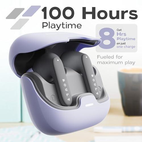 Boult Audio Z40 Pro with 100H Playtime, Quad Mic ENC, 45ms Low Latency Gaming, Premium Rubber Grip Case, 13mm Bass Drivers, Made in India TWS Bluetooth 5.3 Truly Wireless in Ear Earbuds (Lavender) - Triveni World