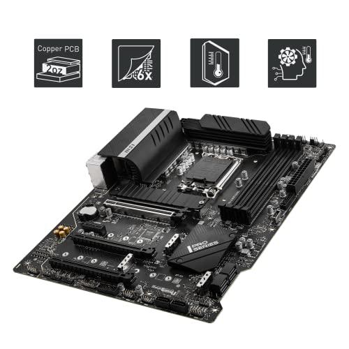 MSI PRO Z690-A WiFi DDR4 Motherboard, ATX - Supports 14/13/12th Gen Intel Core Processors, LGA 1700, 14 Duet Rail 55A VRM, DDR4 5200(OC), PCIe 5.0 x16, 3 x M.2 Gen4 x4, 2.5G LAN, Wi-Fi 6, Black