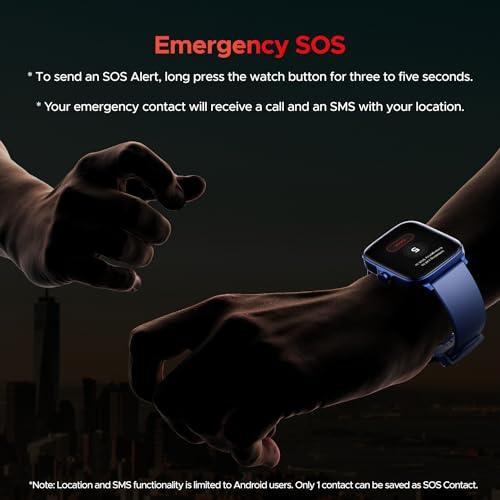 boAt Storm Call 3 w/Turn-by-Turn Navigation, 1.83" (4.6 cm) HD Display, Bluetooth Calling, Crest+ OS, QR Tray, Watch Face Studio, Coins, Emergency SOS Smart Watch for Men & Women(Dark Blue)