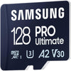 SAMSUNG PRO Ultimate microSD Memory Card + Adapter, 128GB microSDXC, Up to 200 MB/s, 4K UHD, UHS-I, Class 10, U3,V30, A2 for Action Camera, Drone, Gaming, Phones, Tablets, MB-MY128SA/WW