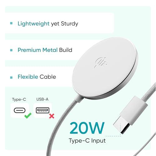 Ambrane 15W Qi-2 MagSafe Wireless Charger with 60W Type C Cable for iPhone 15/15 Pro/15 Pro Max, iPhone 14/14 Pro/14 Pro Max, iPhone 13/12, Samsung & Qi-2 Device + Magnetic Ring (AerosynQ B, Black)