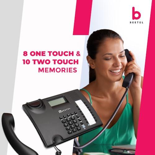 Beetel M90N Caller ID Corded Landline Phone with 16 Digit LCD Display,FSK/DTMF Compatable Caller N ID,8 Direct One Touch & 10 Two Touch Memory,Volume Control for Speaker Phone,Music on Hold(Antracite)