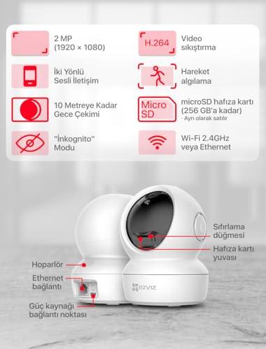 EZVIZ by Hikvision | Full HD Smart WiFi Home Camera | Child/Pet Security | AI Motion Detection | Enhanced Night Vision | 2-Way Audio | 360° Pan/Tilt | SD Card Slot Upto 256GB |Alexa & OK Google|C6N