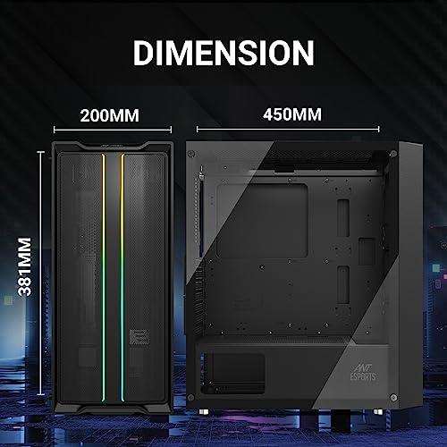 Ant Esports SX3 Mid- Tower Computer Case/Gaming Cabinet - Black | Support E-ATX, ATX, Micro-ATX, Mini-ITX | Pre- Installed 1 Rear Fan