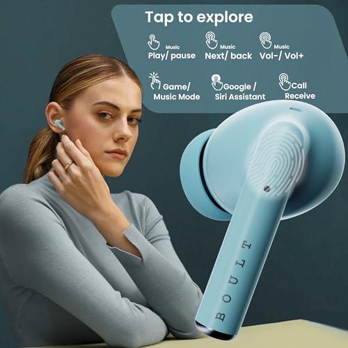 Boult Audio W20 Truly Wireless in Ear Earbuds with 35H Playtime, Zen™ ENC Mic, 45ms Low Latency, 13mm Bass Drivers, Type-C Fast Charging, Made in India, Touch Control, IPX5 ear buds TWS (Glacier Blue)