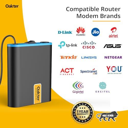 Oakter Mini UPS for 9V WiFi Router Backup Upto 4 Hours | WiFi Router UPS Power Backup During Power Cuts | UPS for 9V Router Broadband Modem | Current Surge & Deep Discharge Protection