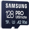 SAMSUNG PRO Ultimate microSD Memory Card + Adapter, 128GB microSDXC, Up to 200 MB/s, 4K UHD, UHS-I, Class 10, U3,V30, A2 for Action Camera, Drone, Gaming, Phones, Tablets, MB-MY128SA/WW