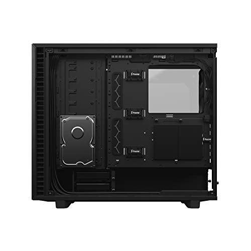 Fractal Design Define 7 Dark Tempered Glass E-ATX Mid-Tower Gaming Cabinet Case with Three Pre-Installed Dynamic X2 GP-14 Fans and Anodized Aluminum Front Panel (FD-C-DEF7A-03), Black