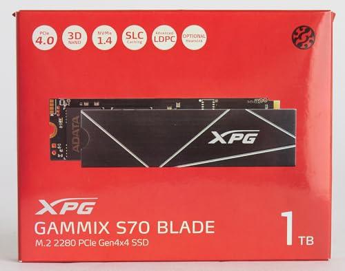 XPG GAMMIX S70 Blade M.2 NVME 1TB PCIe Gen4x4 2280 Internal Solid State Drive/SSD, Read/Write Speed Up to 7,400/6800 MB/s - AGAMMIXS70B-1T-CS Compatible with PC, Laptop and Play Station 5