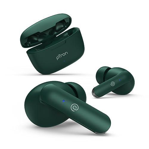 pTron Bassbuds Duo in-Ear Wireless Earbuds, Immersive Sound, 32Hrs Playtime, Clear Calls TWS Earbuds, Bluetooth V5.1 Headphones, Type-C Fast Charging, Voice Assistant & IPX4 Water Resistant (Green) - Triveni World