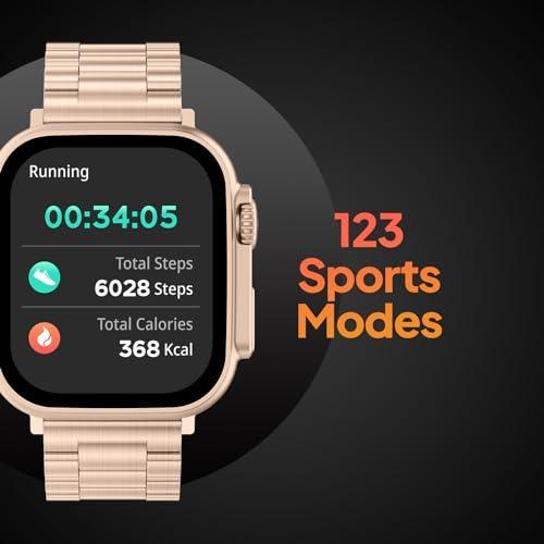 Fire-Boltt Gladiator 1.96" Biggest Display Luxury Stainless Steel Smart Watch with Bluetooth Calling, Voice Assistant &123 Sports Modes, 8 Unique UI Interactions, 24/7 Heart Rate Tracking (Rose Gold) - Triveni World