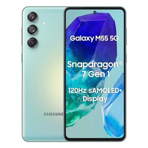 Samsung Galaxy M55 5G (Light Green,8GB RAM,128GB Storage) | 50MP Triple Cam| 5000mAh Battery| Snapdragon 7 Gen 1 | 4 Gen. OS Upgrade & 5 Year Security Update| Super AMOLED+ Display| Without Charger - Triveni World