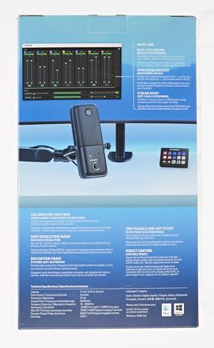 Elgato Wave:3 Premium USB Condenser Unidirectional Microphone and Digital Mixing Solution, Anti-Clipping Technology, Capacitive Mute, Streaming and Podcasting, (10MAB9901, Black)