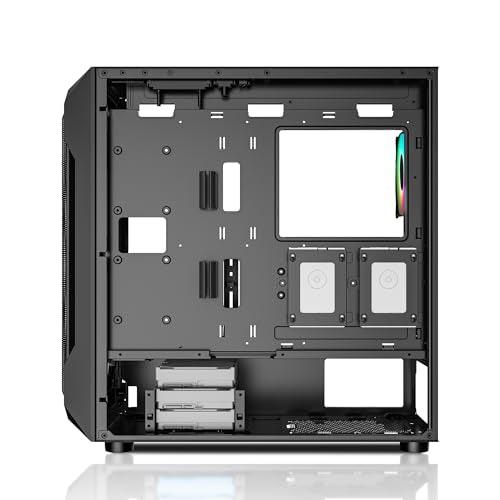 Ant Esports ICE- 410TG Mid- Tower Computer Case/Gaming Cabinet with Type C - Black | Support E-ATX, ATX, M-ATX, ITX | Pre-Installed 3 x 120 mm ARGB Front Fans and 1 x 120mm ARGB Rear Fan