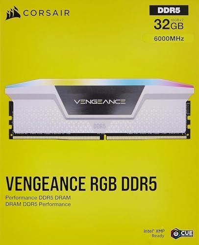 CORSAIR Vengeance RGB DDR5 RAM 32GB (2x16GB) 6000MHz CL30 Intel XMP iCUE Compatible Computer Memory - White (CMH32GX5M2B6000C30W)