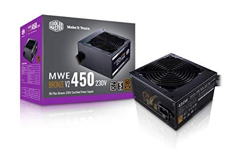 Cooler Master MWE 450 Bronze V2 Power Supply - Non-Modular | 80 Plus Bronze Certified | 120mm HDB Fan | DC-to-DC Circuit Design | ATX 2.52 Version | 450 Watt