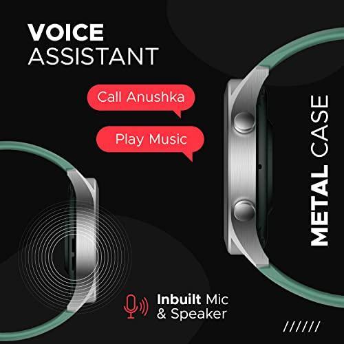 Fire-Boltt India's No 1 Smartwatch Brand Talk 2 Bluetooth Calling Smartwatch with Dual Button, Hands On Voice Assistance, 120 Sports Modes, in Built Mic & Speaker with IP68 Rating (Silver Green) - Triveni World