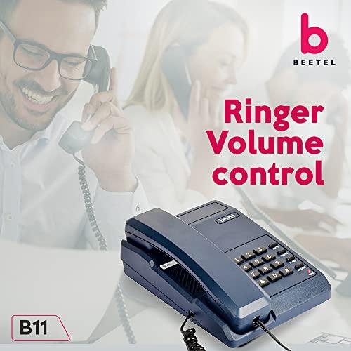 Beetel B11 Corded Landline Phone, Ringer Volume Control, LED for Ring Indication, Wall/Desk Mountable, Classic Design, Clear Call Quality, Mute/Pause/Flash/Redial Function (Made in India)(Blue)(B11)