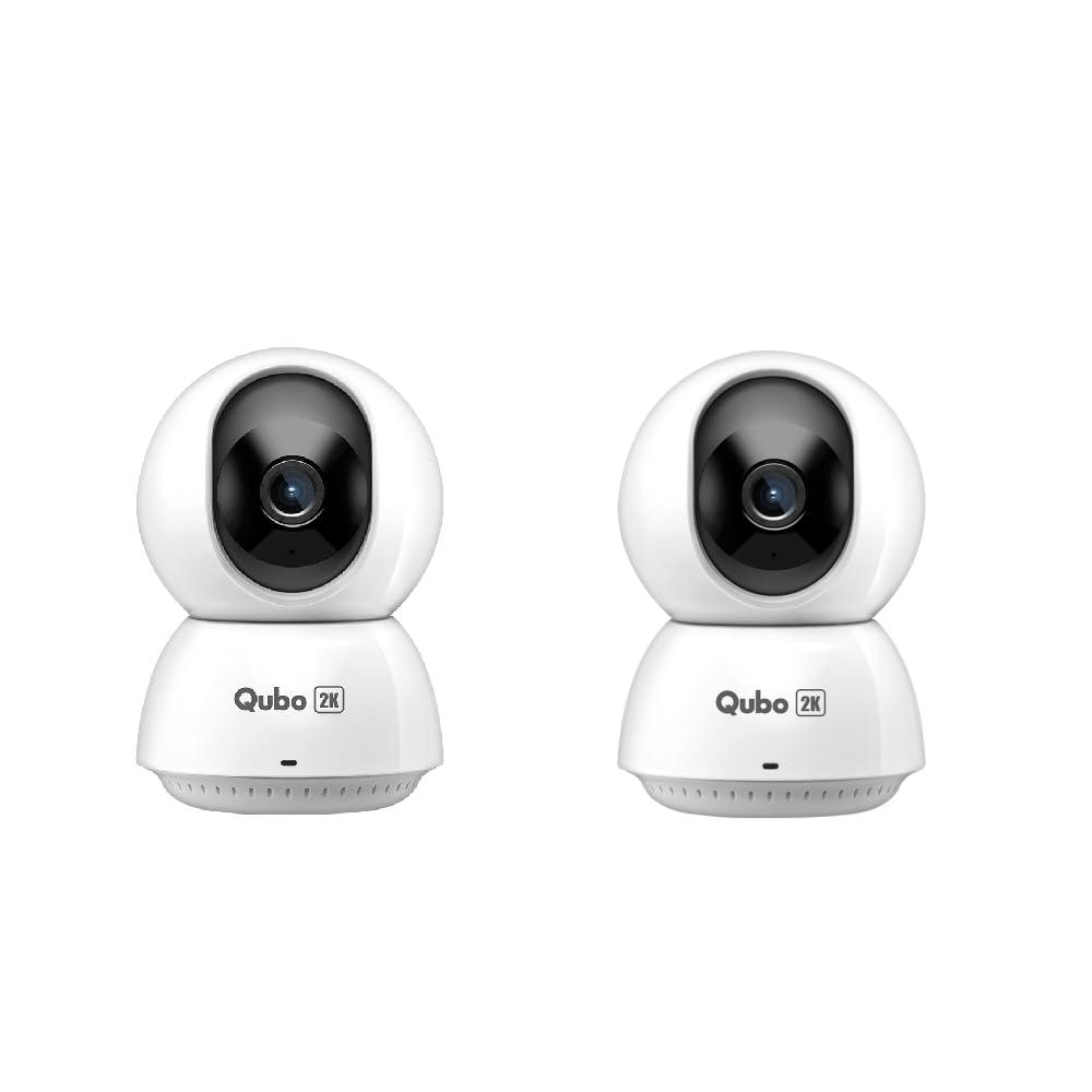 Qubo Smart 360 Ultra 2K 4MP 1440p WiFi CCTV Security Camera for Home from Hero Group | Mobile App | Two Way Talk | Night Vision | Cloud & SD Card Recording | Made in India | (Pack of 2)