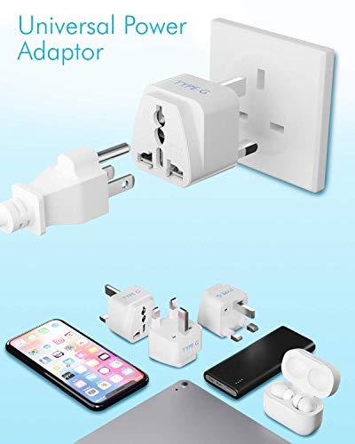 Ceptics UK Adapter for Indian Pins, India to UAE, Hong Kong, Dubai, UK Adapter Plug - Type G Adapter - Perfect for Laptop, Camera, Chargers - CE - RoHS - 3 Pack -White- 5 Years Warranty