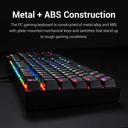 Redragon K551 RGB LED Backlit Wired Mechanical Gaming Keyboard with Numlock Keys for Windows PC (Black, Blue Switches)