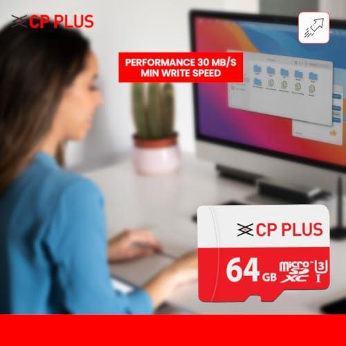 CP PLUS 64GB microSDXC Memory Card Grade UHS-3 Class 10, Up to 70 Mbps Reading & 30 Mbps Writing Speed with High Performance of Data Transfer & Lower Power Consumption for Portable Devices| CP-NM64