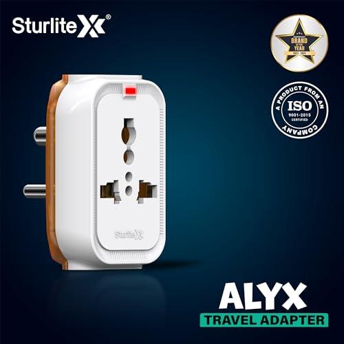 Sturlite Alyx 3 Pin Plug| Universal AC Travel Adapter| ABS Strong Body Socket (Pack of 2)