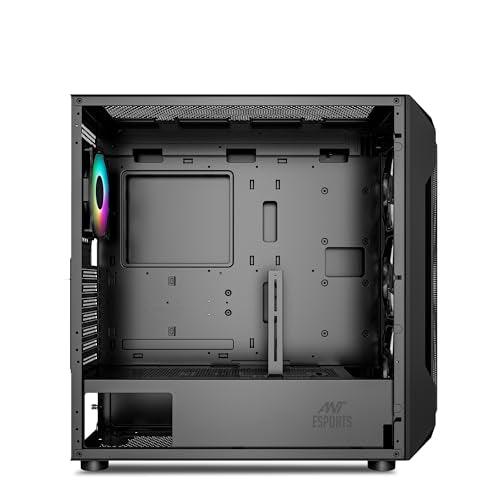 Ant Esports ICE- 410TG Mid- Tower Computer Case/Gaming Cabinet with Type C - Black | Support E-ATX, ATX, M-ATX, ITX | Pre-Installed 3 x 120 mm ARGB Front Fans and 1 x 120mm ARGB Rear Fan