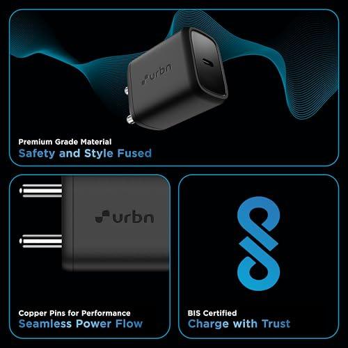 URBN 20W USB C iPhone GaN Charger | 2X Faster Charging | Power Delivery (PD) Adapter | Made in India | iPhone 15/14/13/12/11/Pro/Max/Mini | Samsung Galaxy | OnePlus, Pixel, Mi Redmi & More