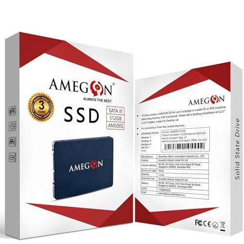 Amegon AM500S 512GB SATA 2.5-inch (6.35 cm) 3D NAND Internal Solid State Drive SSD, R-550MB/s, W-525MB/s, (AM500S-512G)