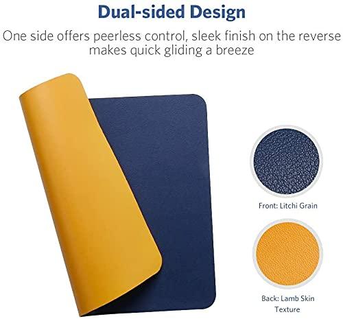 Dyazo Ergonomic PU Vegan Leather Mouse Pad, Non-Slip, Anti-Skid, Reversible use, Dual Color, Splash-Proof Suitable for Gaming, Computer, Laptop, Home & Office (-9.8 X 8.2 Inch Blue & Yellow)