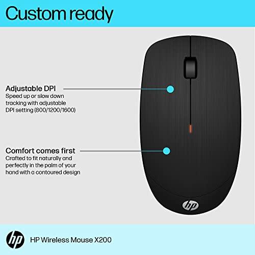 HP X200 Wireless Mouse with 2.4 GHz Wireless connectivity, Adjustable DPI up to 1600, ambidextrous Design, and 18-Month Long Battery Life. 3-Years Warranty (6VY95AA)