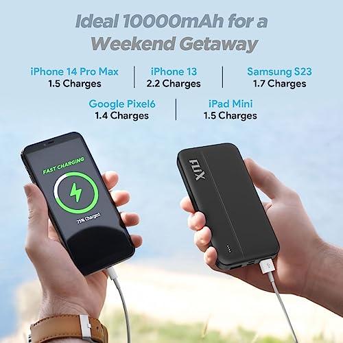 FLiX(Beetel) UltraCharge 10000mAh QCPD Power Bank,USB C/B Input,Tripple Output 22.5W High-Capacity Power Delivery,Compatible to iPhone 14 13 12 11 Samsung S22 23 21 GooglePixel7 Oneplus