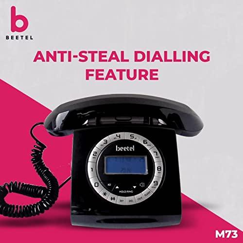 Beetel M73 Caller Id Corded Landline Phone with 16 Digit Lcd Display, Retro Design, Alphanumeric Keypad, 2-Way Speaker Phone, Adjustable Ringer Volume (Black & White)(M73)