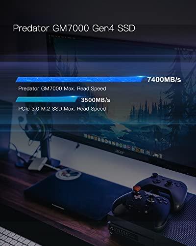 Acer Predator GM7000 2TB NVMe Gaming SSD - M.2 2280 PCIe Gen4 (16 Gb/s) x 4, 3D TLC NAND PC Internal Solid State Hard Drive with DDR4 DRAM Cache Up to 7400 MB/s - BL.9BWWR.106