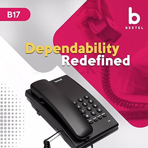 Beetel B17 Corded Landline Phone, Ringer Volume Control, LED for Ring Indication, Wall/Desk Mountable, Elegant Design,Clear Call Quality,Mute/Pause/Flash/Redial Function (Made in India) (Black)(B17)