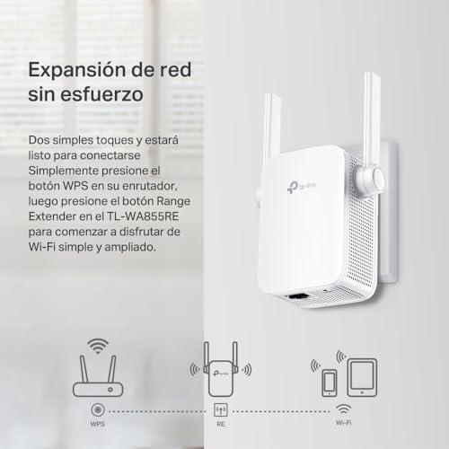 TP-Link TL-WA855RE N300 Mbps Single Band Universal Wireless Range Extender, Broadband/WiFi Extender with 1 Ethernet Port and 2 External Antennas, Plug and Play, Built-in Access Point Mode, White